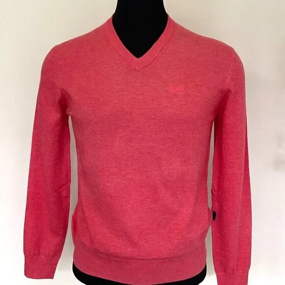 New Hugo Boss Sweater V Neck Pink Sweater